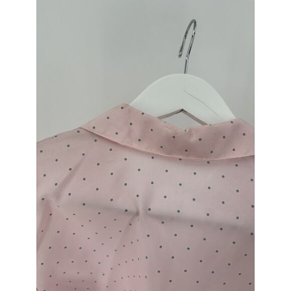 Spare Parts Vintage Blouse Womens Medium Pink Polka Dot Sheer Button Up Casual - Picture 13 of 16